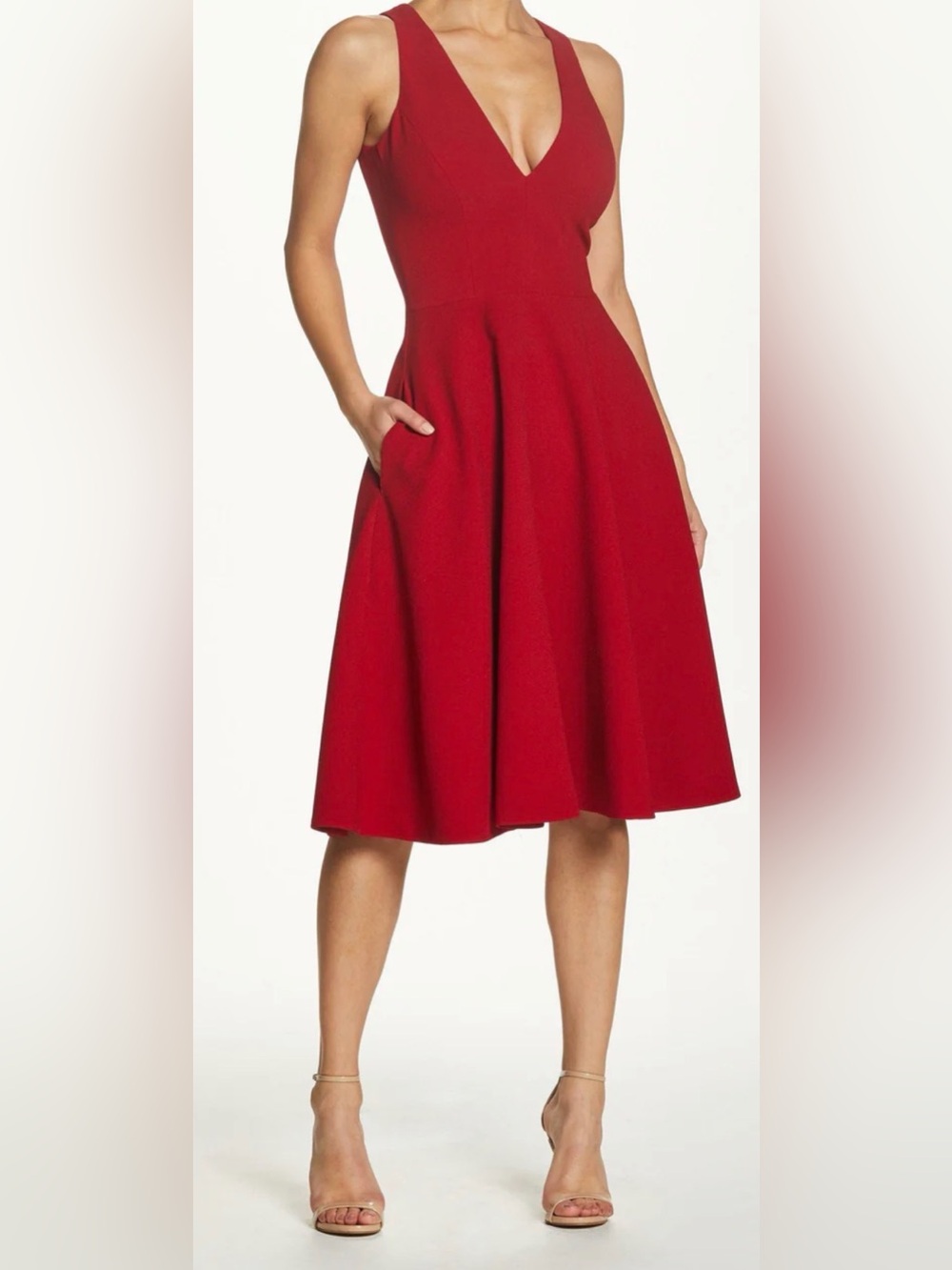 Dress the population Catalina dress in Garnet- L